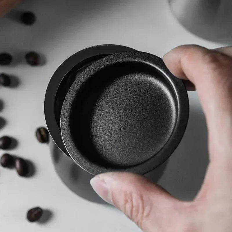 JUSTINLAU 3 en 1 Tazas de café en polvo con filtro de acero inoxidable, tamizador de café con tapa, taza para moler café, accesorios de café