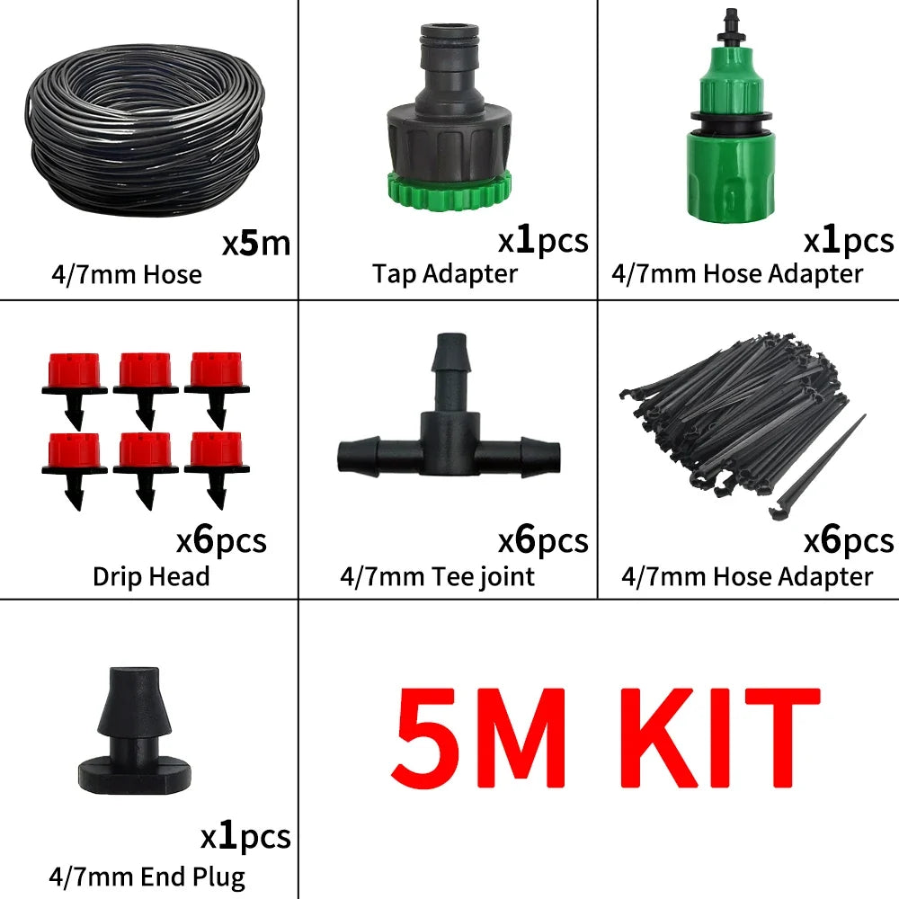 Sistema de riego por goteo micro portátil de 20 m Riego automático con goteros ajustables Kits de riego por nebulización Manguera de jardín