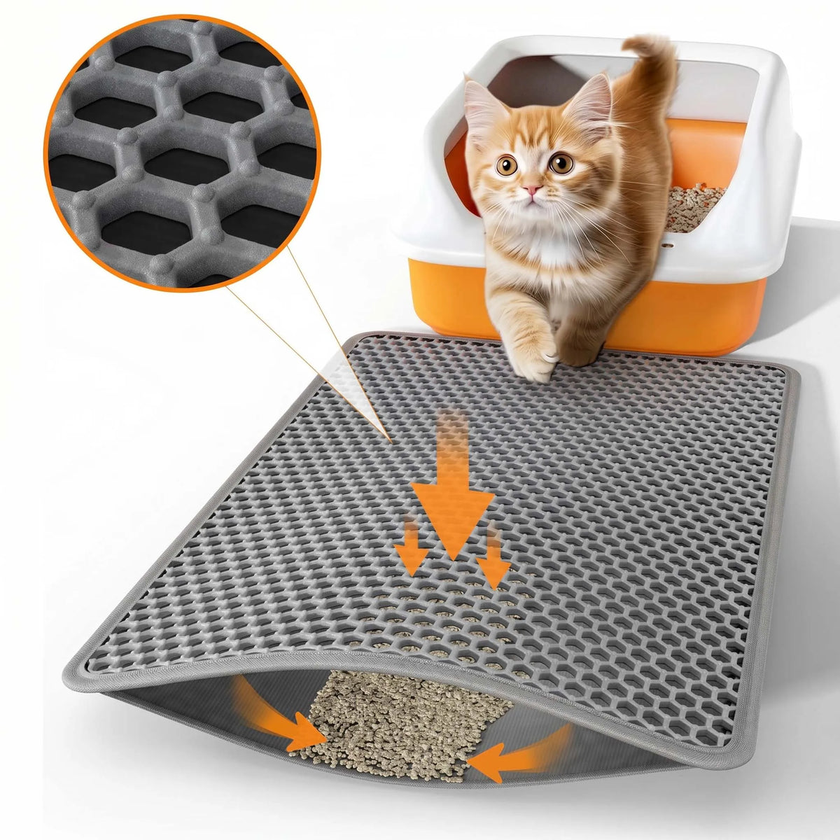 Cat Litter Mat – Double Layer Waterproof Trapping Mat, Non-Slip, Easy to Clean