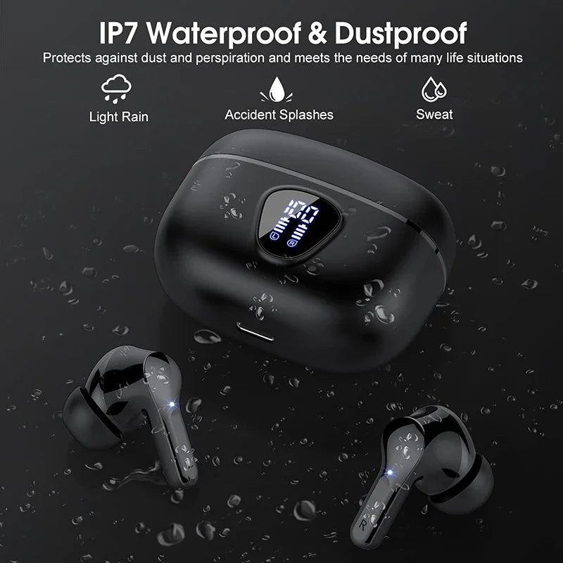 Wireless Earbuds with LED Display – Bluetooth 5.3 TWS In-Ear Headphones, ENC Noise Cancelling Mic, 48H Playtime, HiFi Stereo