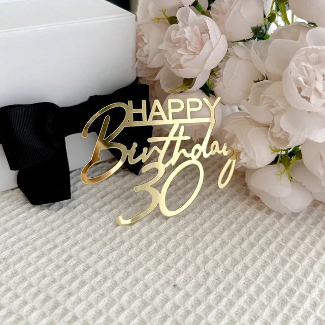 New 18, 30, 40 and 50 Years Old Happy Birthday Cake Topper Gold Acrylic Birthday  Party Cake Toppers Decorations Baking Supplies