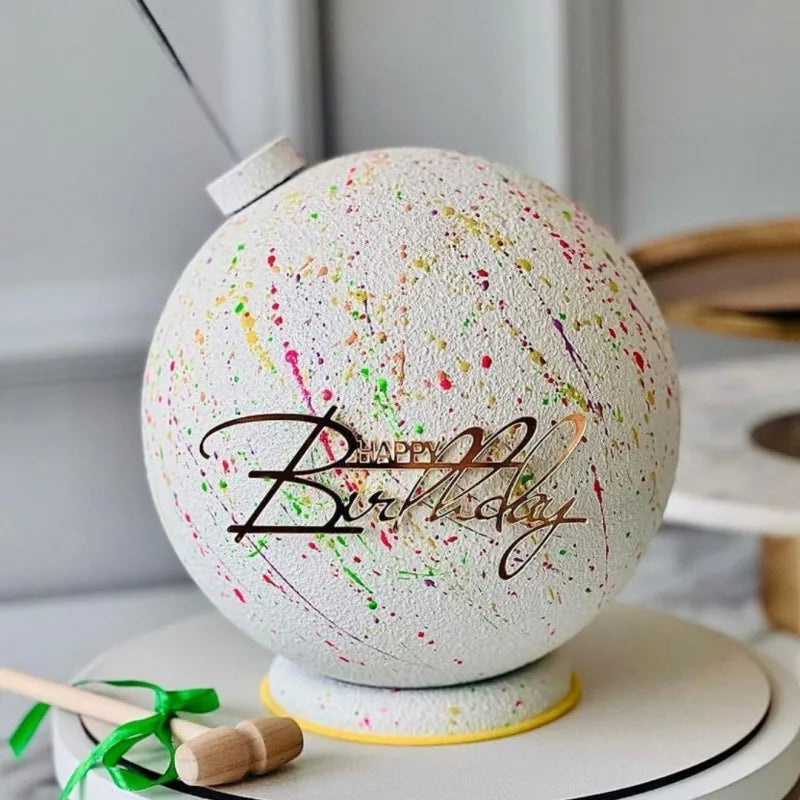 Ins Simple Style Happy Birthday Cake Topper Gold silver Acrylic Kids Party Gift Cupcake Toppers Baby Shower Dessert Decoration