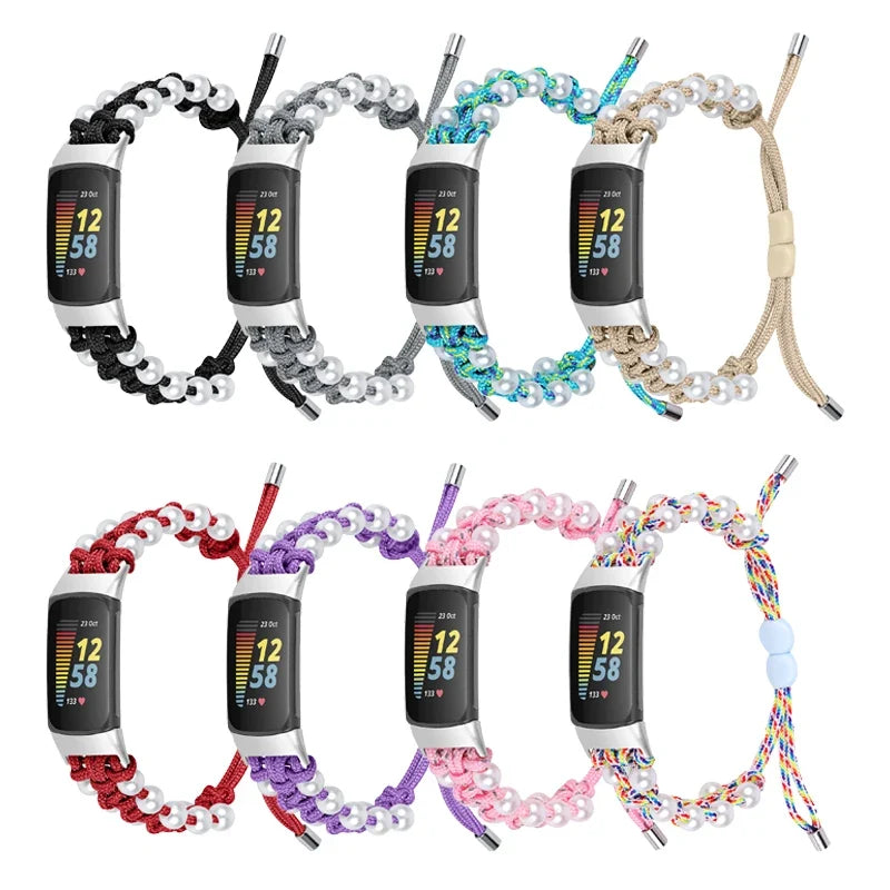 Fitbit Charge 2 / 3 / 4 / 5 / 6 Pearl-Style Braided Rope Band