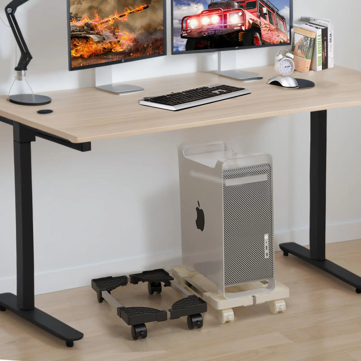 Adjustable Mobile CPU Stand Holder Tower Stand with Rolling Caster Wheels Computer Stand for Tower Fit Most PC Desk Accessories