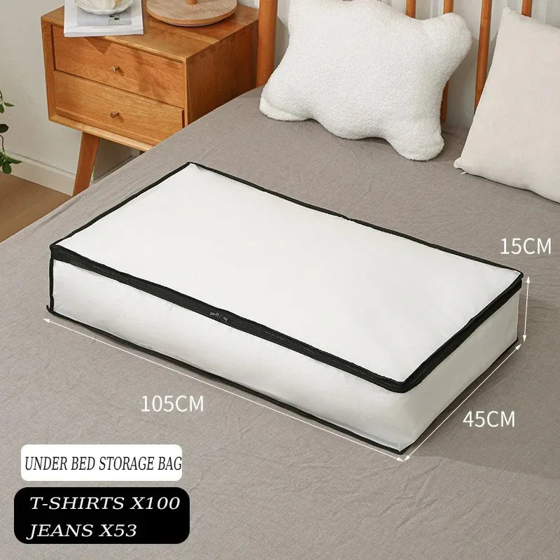1-2Pcs Underbed Storage Bag Foldable Quilt Bag Wardrobe Clothes Storage Waterproof Dustproof Organizer Large Capacity StorageBag