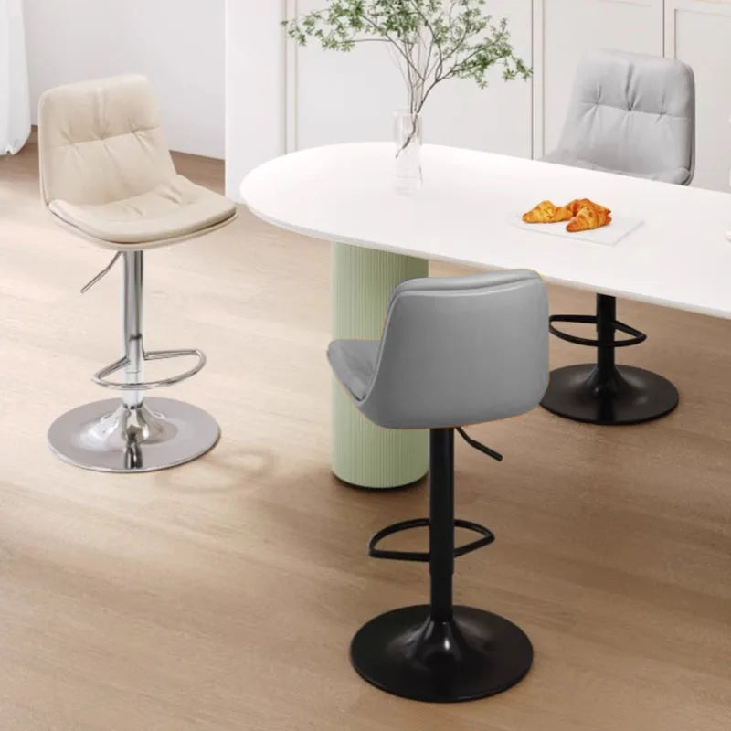 Taburetes de bar para cocina, taburetes de bar de cuero para isla de cocina, taburetes de barra de desayuno de altura ajustable con respaldo y reposapiés, giratorios