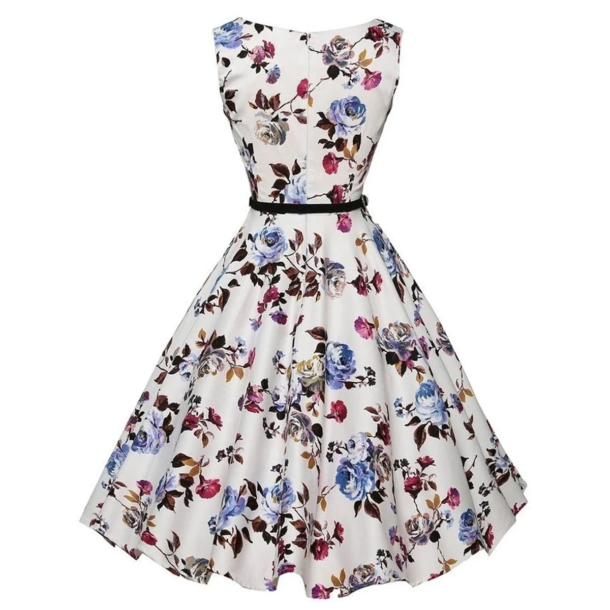 Summer Vestidos Dress Clothing Floral Robe Retro Swing Casual Vintage Rockabilly Dresses