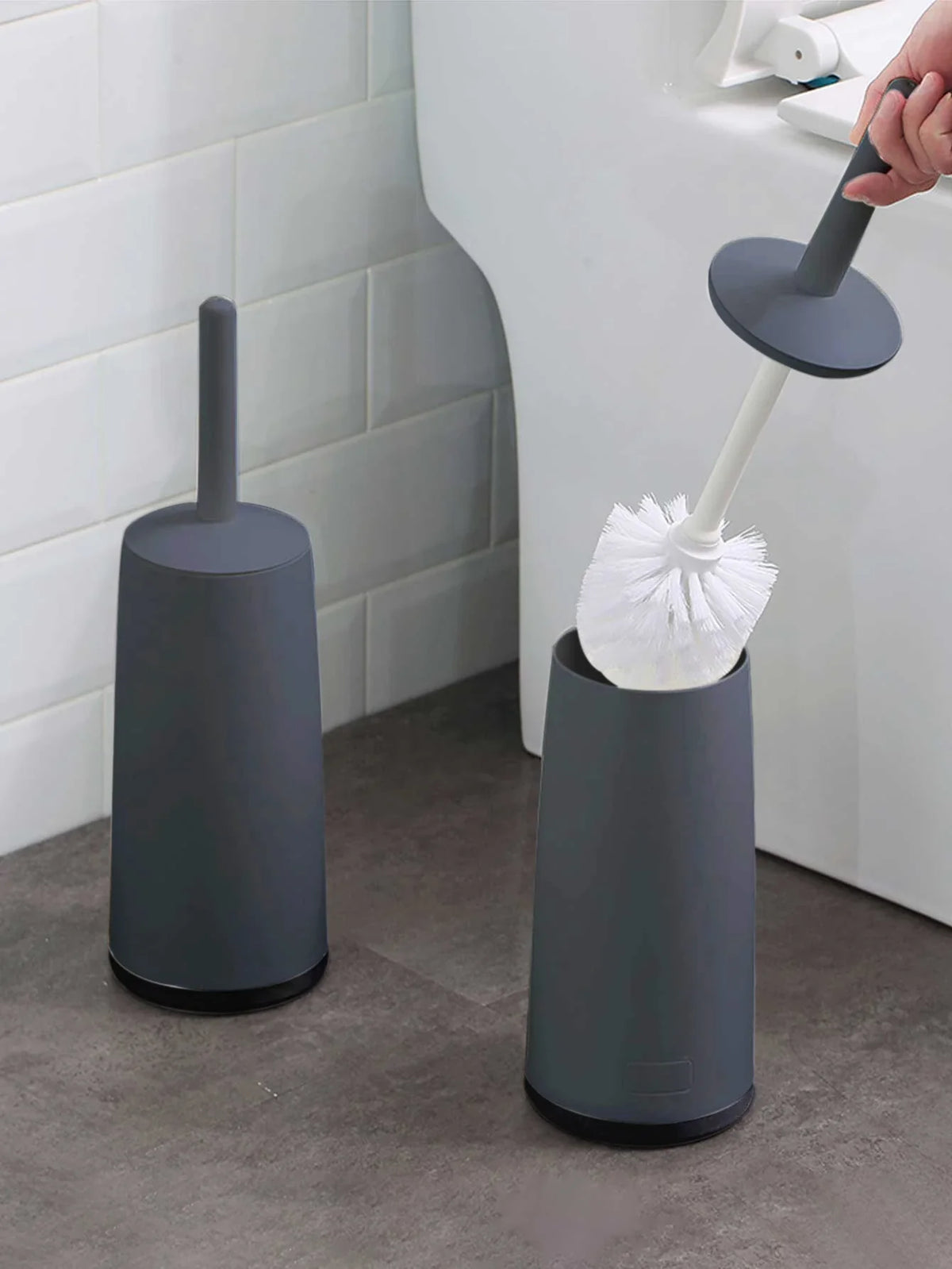 Cepillo de Inodoro de Plástico con Base, Cepillo de Limpieza de Inodoro de Mango Largo para WC, Accesorios de Baño, Herramientas de Limpieza