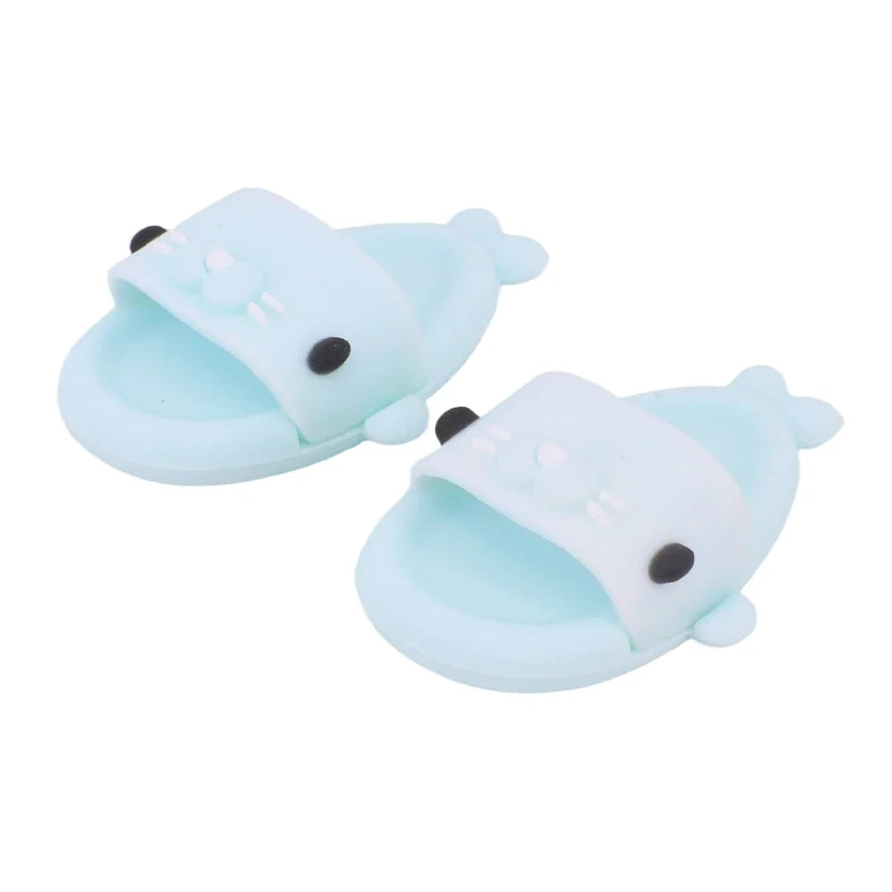 For Labubu Doll Clothes Swimsuit Cute Shark Slippers 15-17Cm Plush Doll Glasses Straw Hat,For labubu Accessories Holiday Gifts