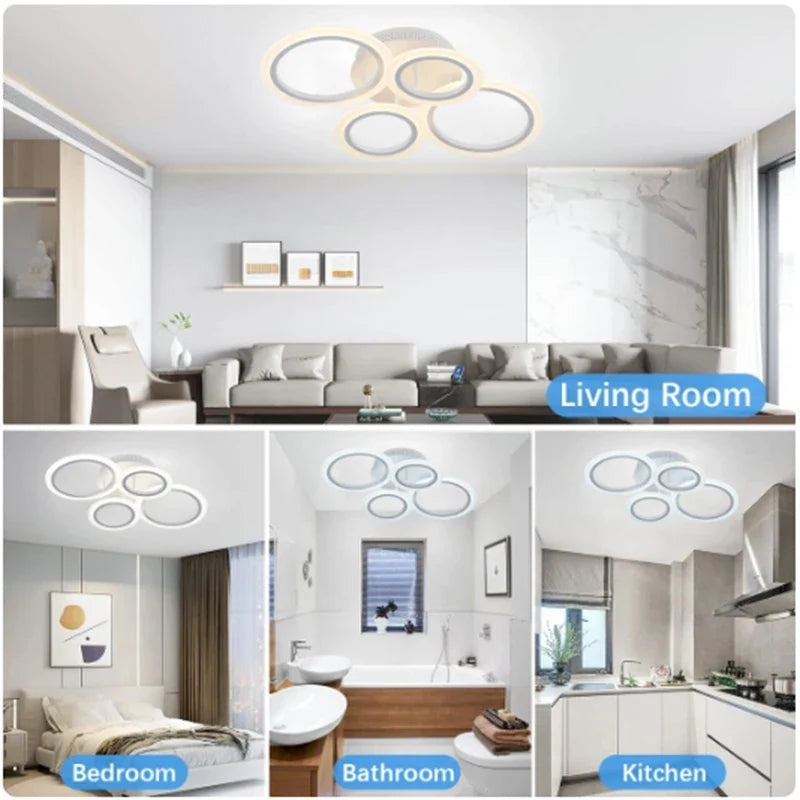 Moderna lámpara de araña LED con control remoto, anillo de luz de techo para el hogar, sala de estar, dormitorio, iluminación de cocina, lámparas para habitación