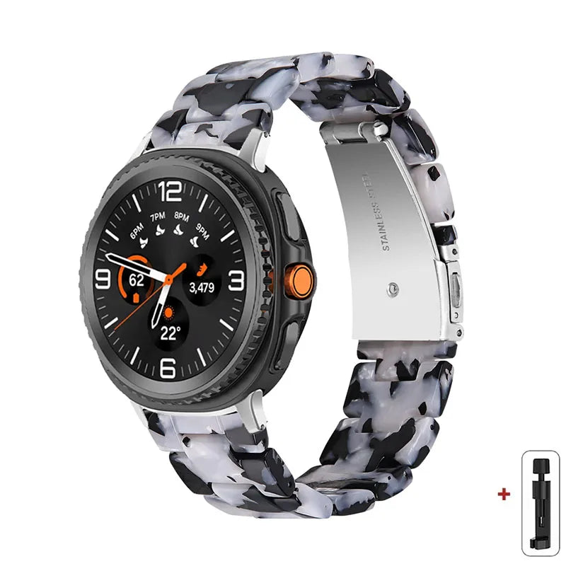 Samsung Galaxy Resin Link Watch Band - Tortoise Women Watch8/Watch8 Classic/Watch9 Ultra/Ultra2