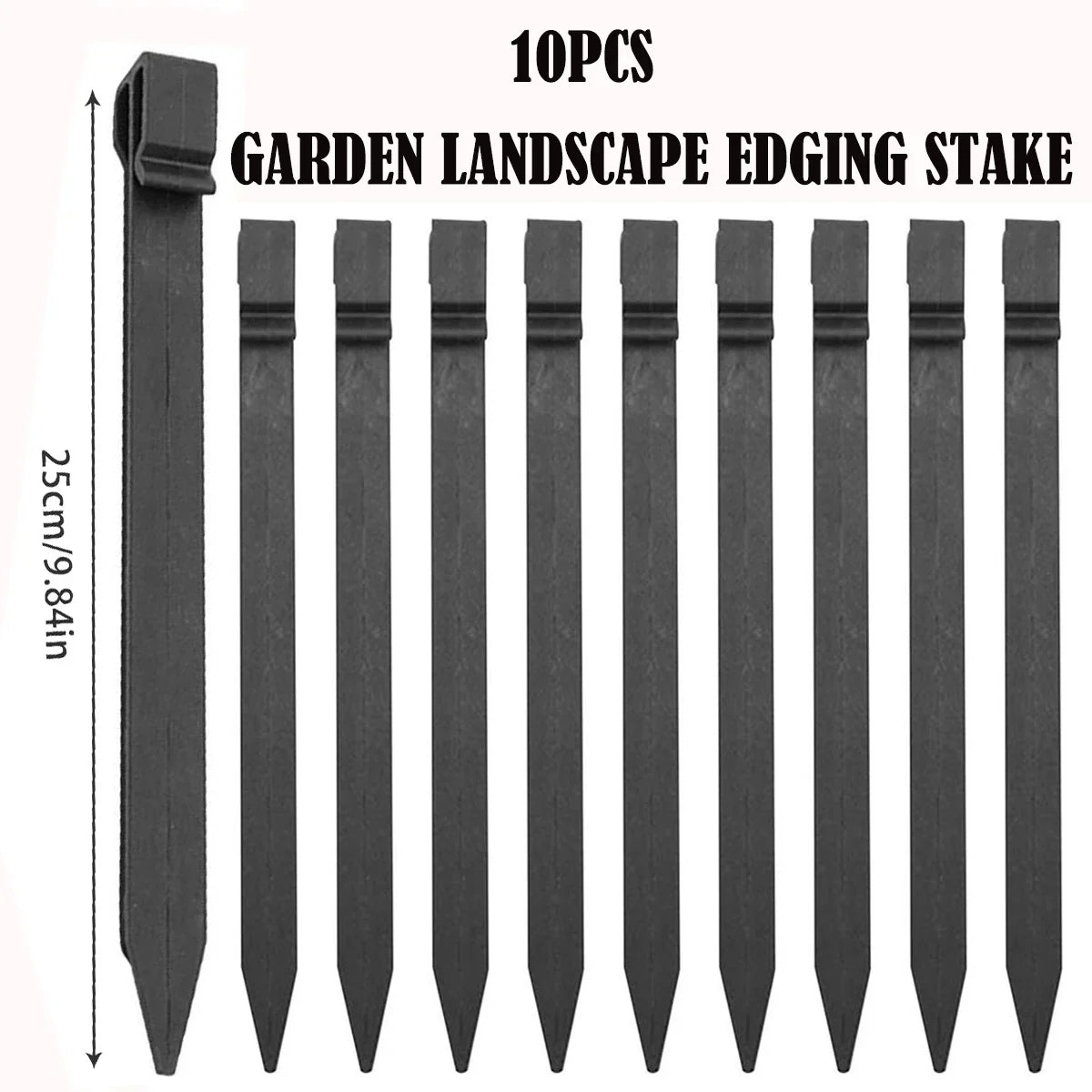 10 unidades de estacas de plástico para cortacésped, estacas para bordes de césped, estacas para paisajismo, estacas para redes de jardín, duraderas
