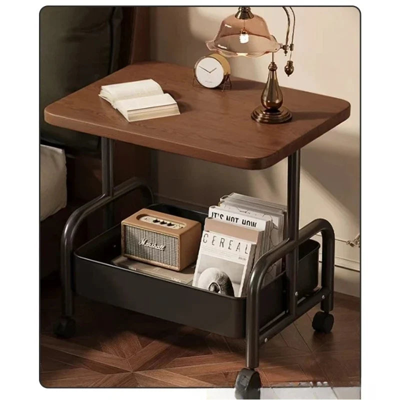 Mesita de noche con ruedas de dos niveles, cajón de almacenamiento, ruedas, espacio pequeño, sala de estar, dormitorio, sofá, mesa auxiliar, mesa de cama