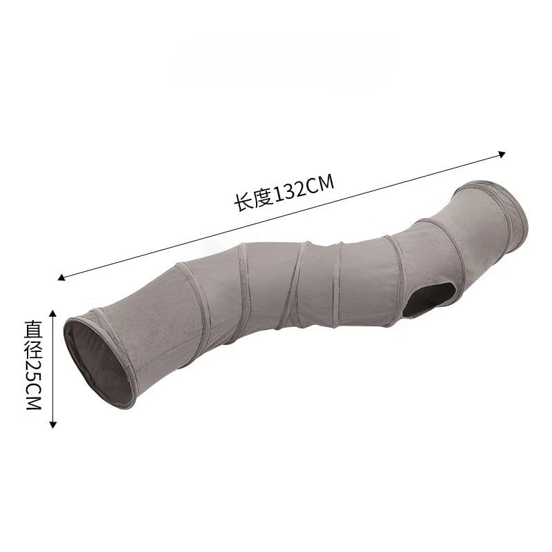 Juguete de túnel plegable para gatos con forma de S, laberinto interactivo de felpa para gatos, túnel de juego retráctil para interiores y exteriores, escondite duradero para mascotas