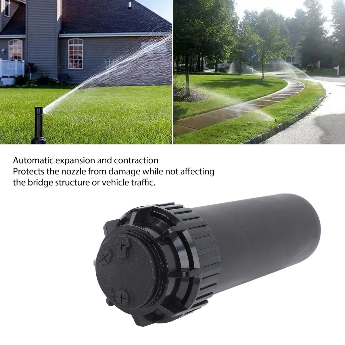 Telescopic Sprinkler Buried Retractable Sprinkler G3/4 Female Threaded Interface Plastic 40°‑360° Adjustable for Lawn