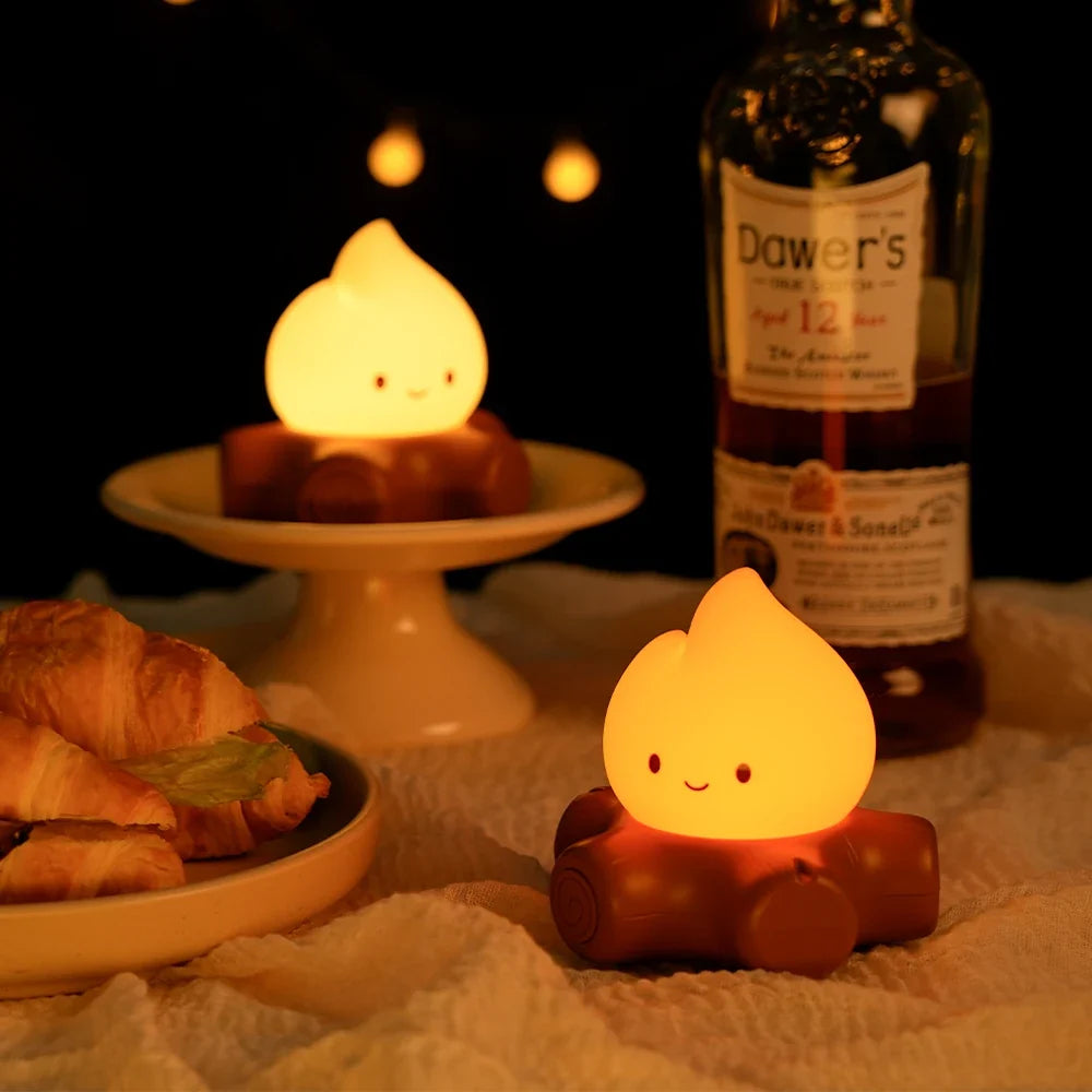 Flame Stump Night Light LED Fire Stake Night Light White Noise Night Light Cute Ambient Light Interior Decoration Gifts for Kids