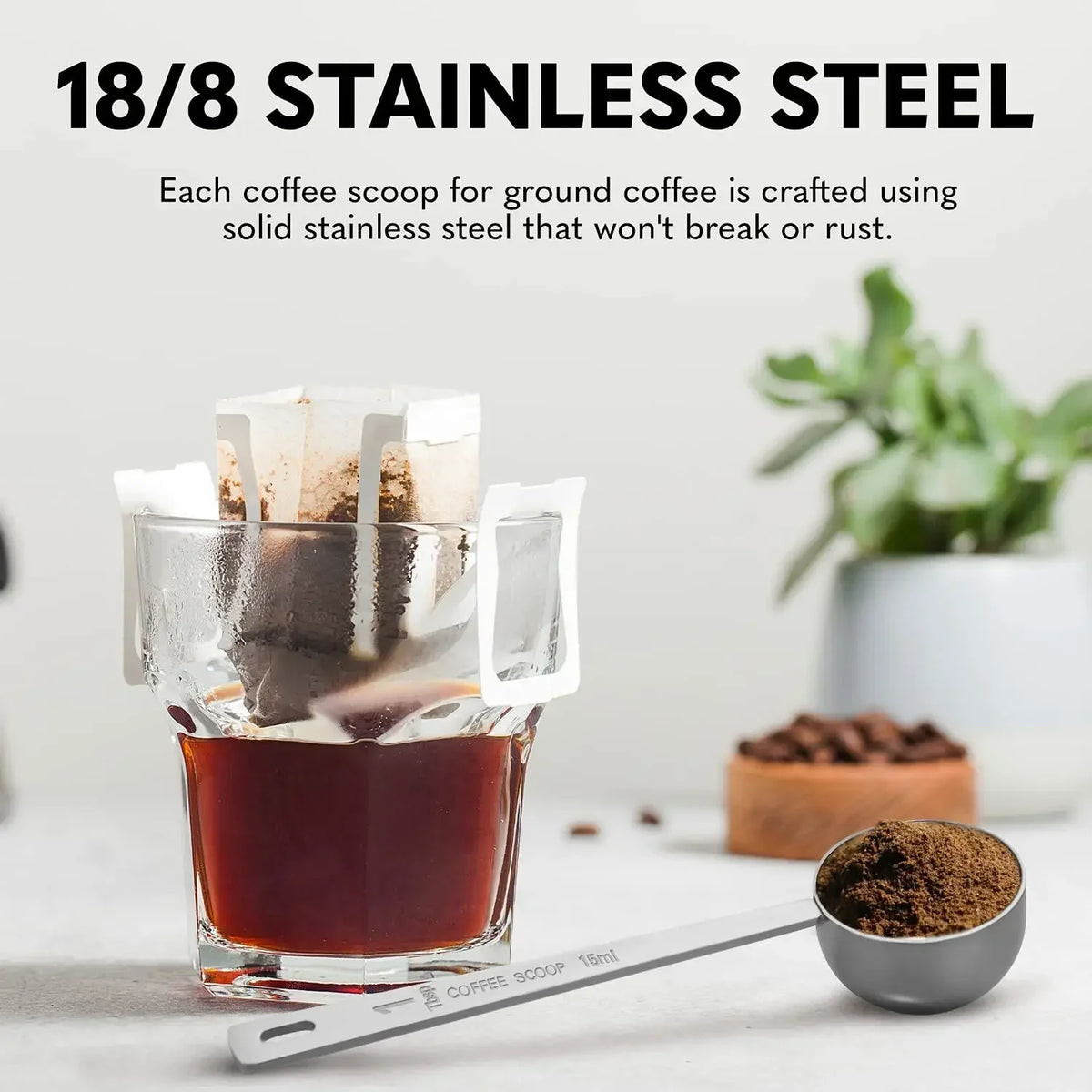 15/30ml Stainless Steel Measuring Spoon Powder Pressing Spoon Coffee Spoon with Scale Household Seasoning Spoon Measuring Spoon