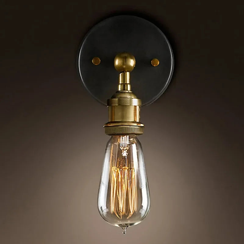 American Single Head Wall Lamp, Industrial Style Retro Bedroom, Living Room, Study, Hallway, Staircase E27 Wall Lamp