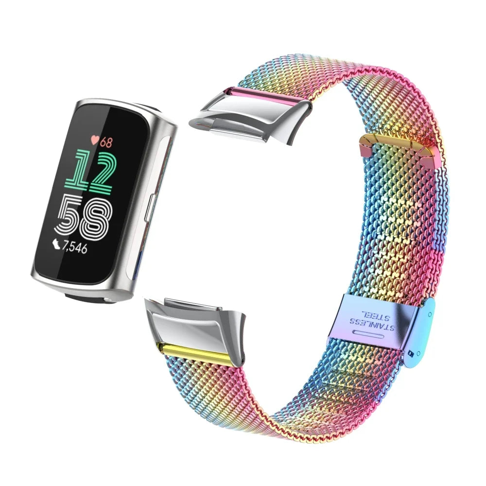 Fitbit Charge 5 & 6 Stainless Steel Mesh Band - Clasp Strap