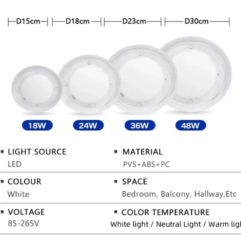 Lámpara de techo LED redonda ultrafina para dormitorio, luz blanca neutra, blanca fría, blanca cálida, 48W 36W 24W 18W, AC90-260V