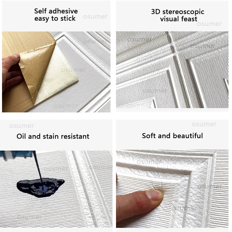 70cm*70cm 3D Room Decor Warm Decoration Self-adhesive Wall Stickers Foam Waterproof Anti-collision Wallpaper Ceiling Background