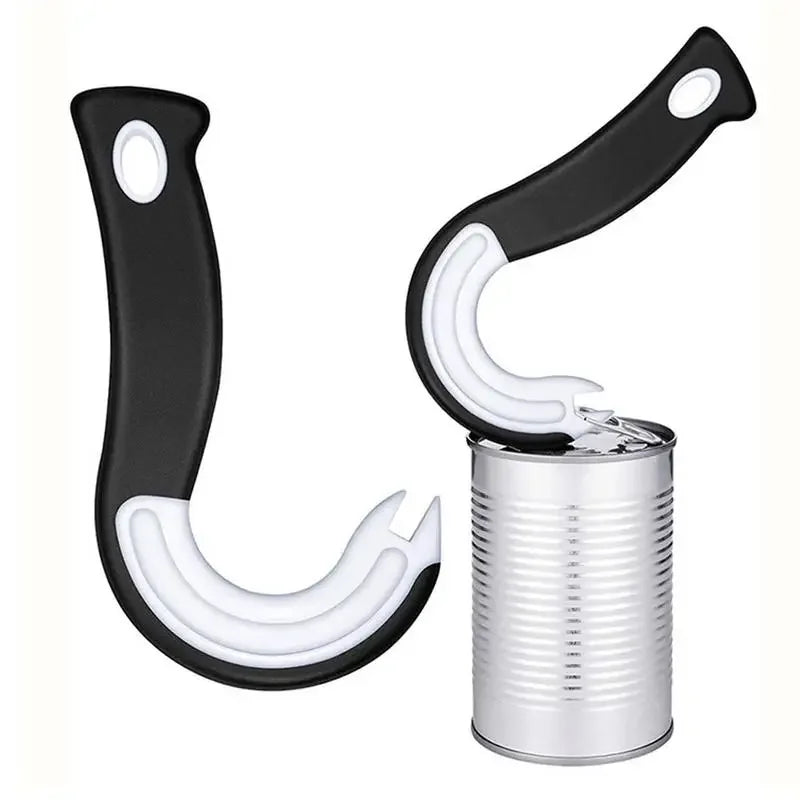 Portable J-Shaped Easy Grip Tin Openers Kitchen Non-Slip Jar Opener Lid Opening Tools Ring Pull Can Opener Multifunctional