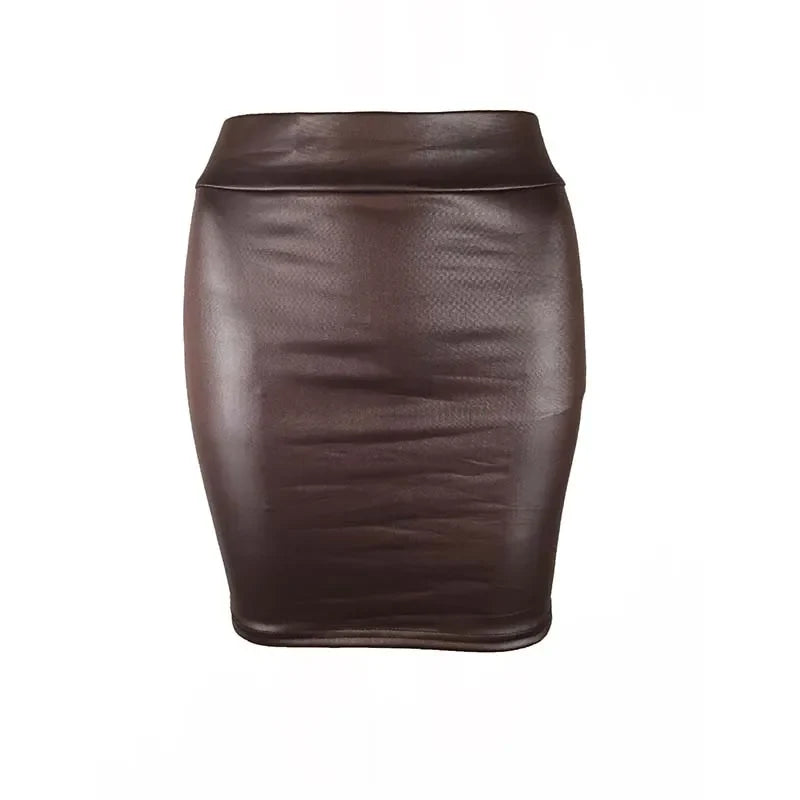 Minifalda lápiz negra entallada de imitación piel, cintura alta, estilo coreano sexy, moda de verano para mujer, venta al por mayor