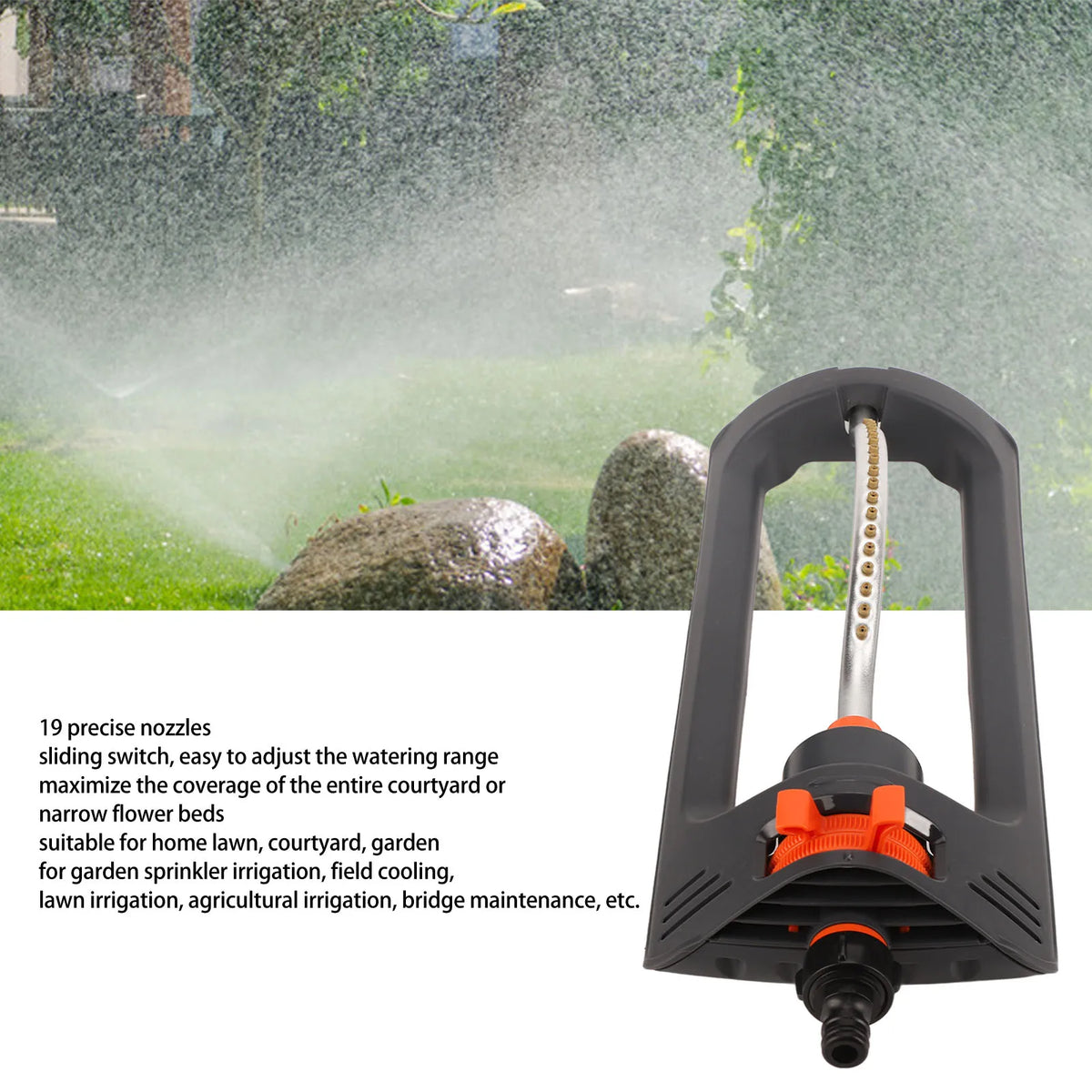 Rociador de césped oscilante automático de 19 orificios, 4 modos, dispositivo de riego para jardín doméstico y riego agrícola