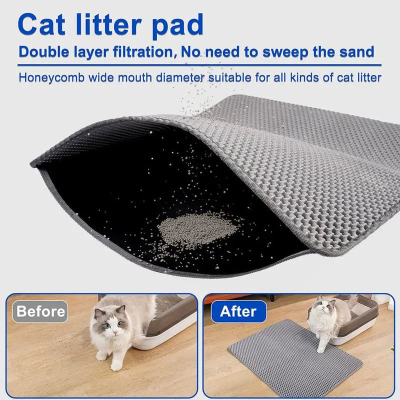 Cat Litter Mat – Double Layer Waterproof Trapping Mat, Non-Slip, Easy to Clean