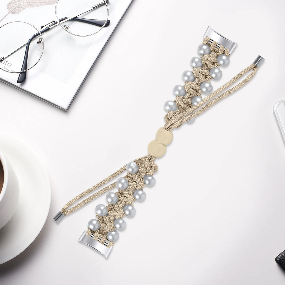 Fitbit Charge 2 / 3 / 4 / 5 / 6 Pearl-Style Braided Rope Band