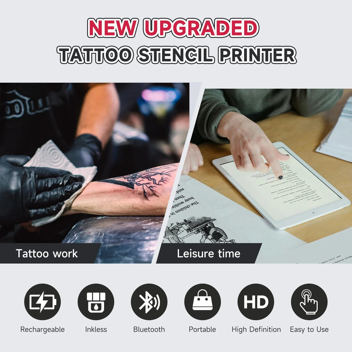 Portable A4 Thermal Printer – Wireless Tattoo Stencil & Document Printer