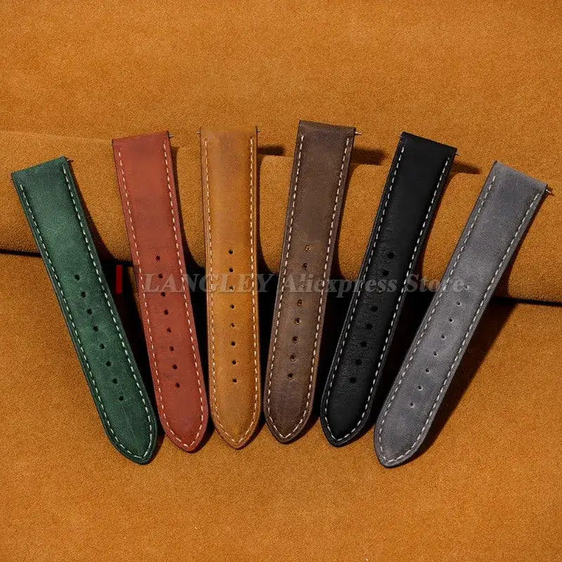Amazfit Leather Watch Band Calfskin Strap with Butterfly Buckle Brown