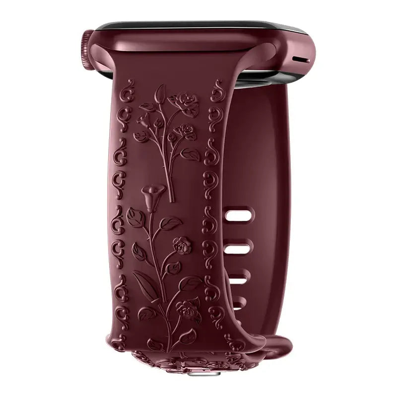 Apple Watch Silicone Band - Floral Engraved - Stylish Design