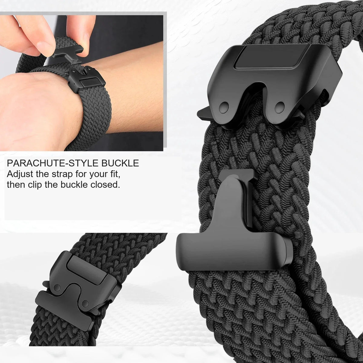 Fitbit Sense 1–2 / Versa 3–4 Braided Parachute Buckle Band