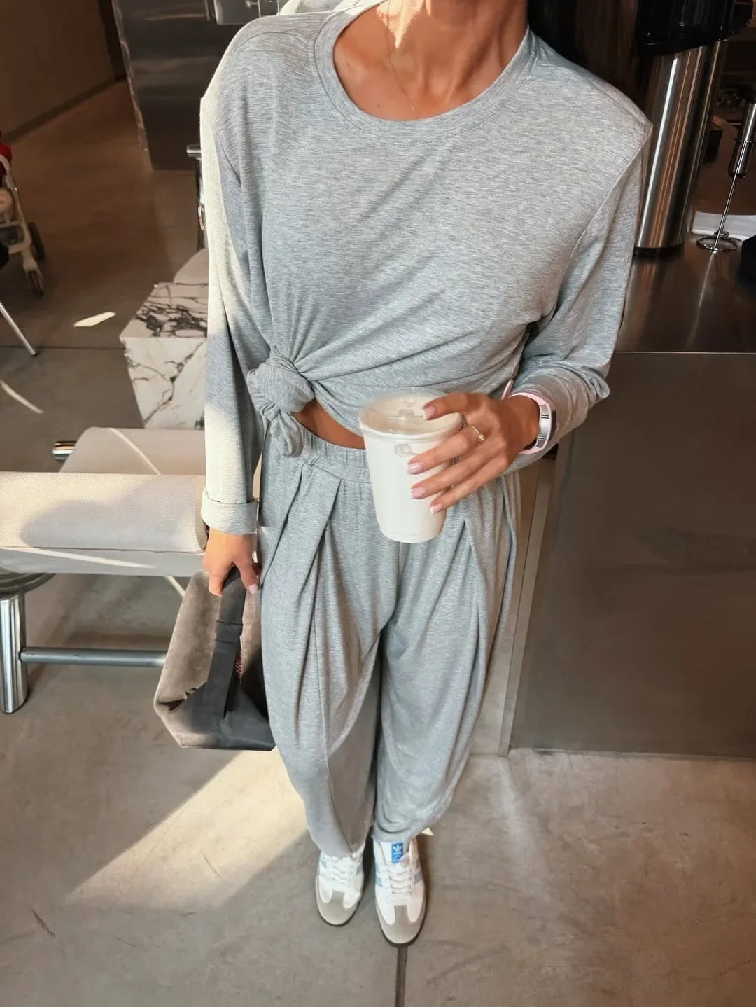 Hirsionsan Modal Soft Loose Sets Women 2026 Casual Two Pieces Long Sleeve T Shirts and High Waist Dresses Outfits Tracksuit
