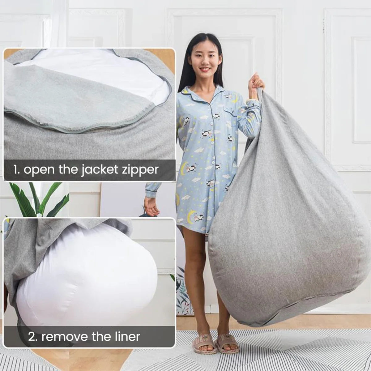 Sofá Interior de Repuesto Sin Relleno Lavable Extraíble Sofá Perezoso Forro Interior para Puf, Sofá de Salón, Sillón, Otomana, Puf, Diván