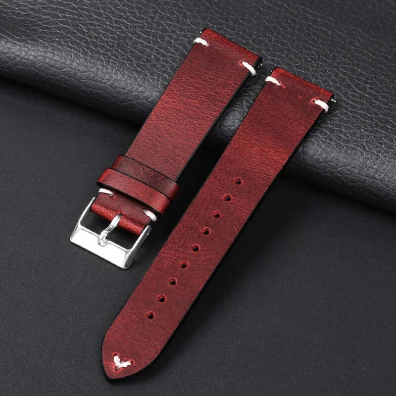 Amazfit Leather Watch Band Retro Oil Wax Calfskin For Smartwatch Replacement
