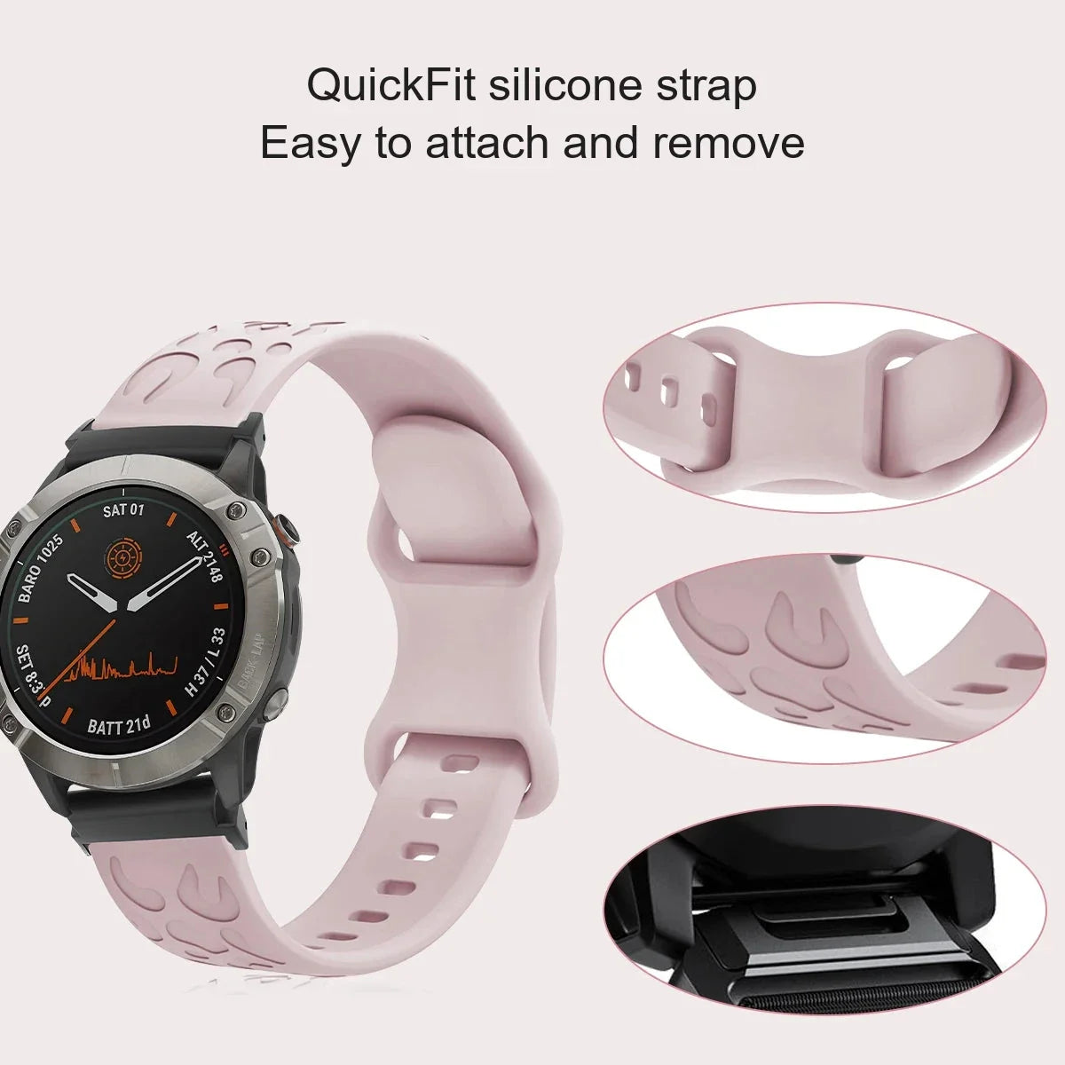 Garmin Engraved Silicone Smartwatch Band - QuickFit Strap