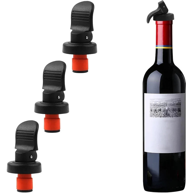 Tapones de silicona para vino de 3 piezas, tapones de botella de vino reutilizables, tapones de botella de bebida manual expansibles, tapones de botella al vacío