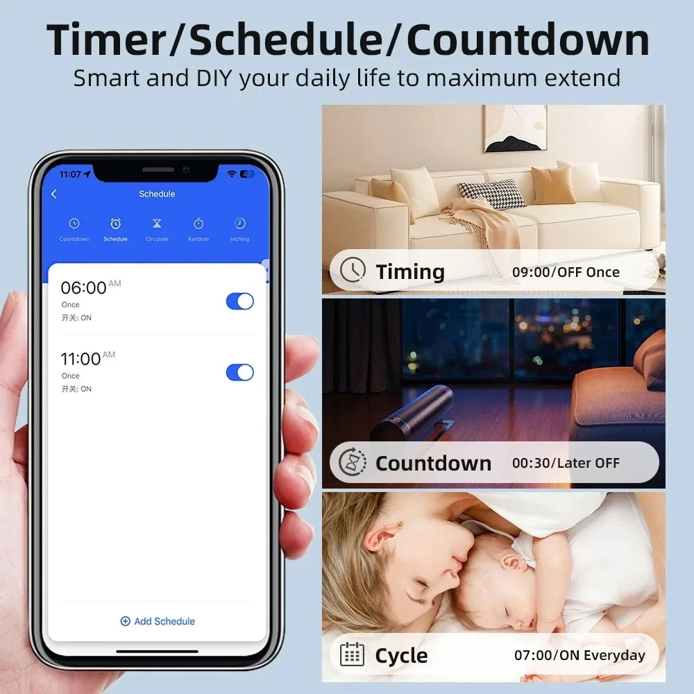 Tuya Mini Interruptor WiFi de 16A, Módulo de Automatización de Casa Inteligente, Control de 2 Vías con App Smart Life, Funciona con Alexa y Google Home