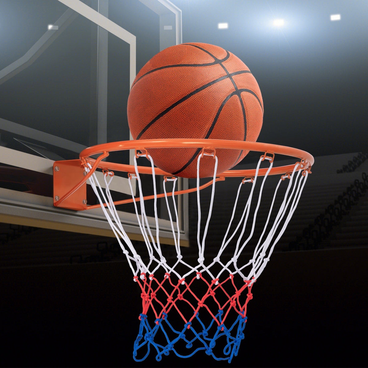 15 Inch Basketball Rim Goal Replacement with All Weather Net and Mounting Hardware
