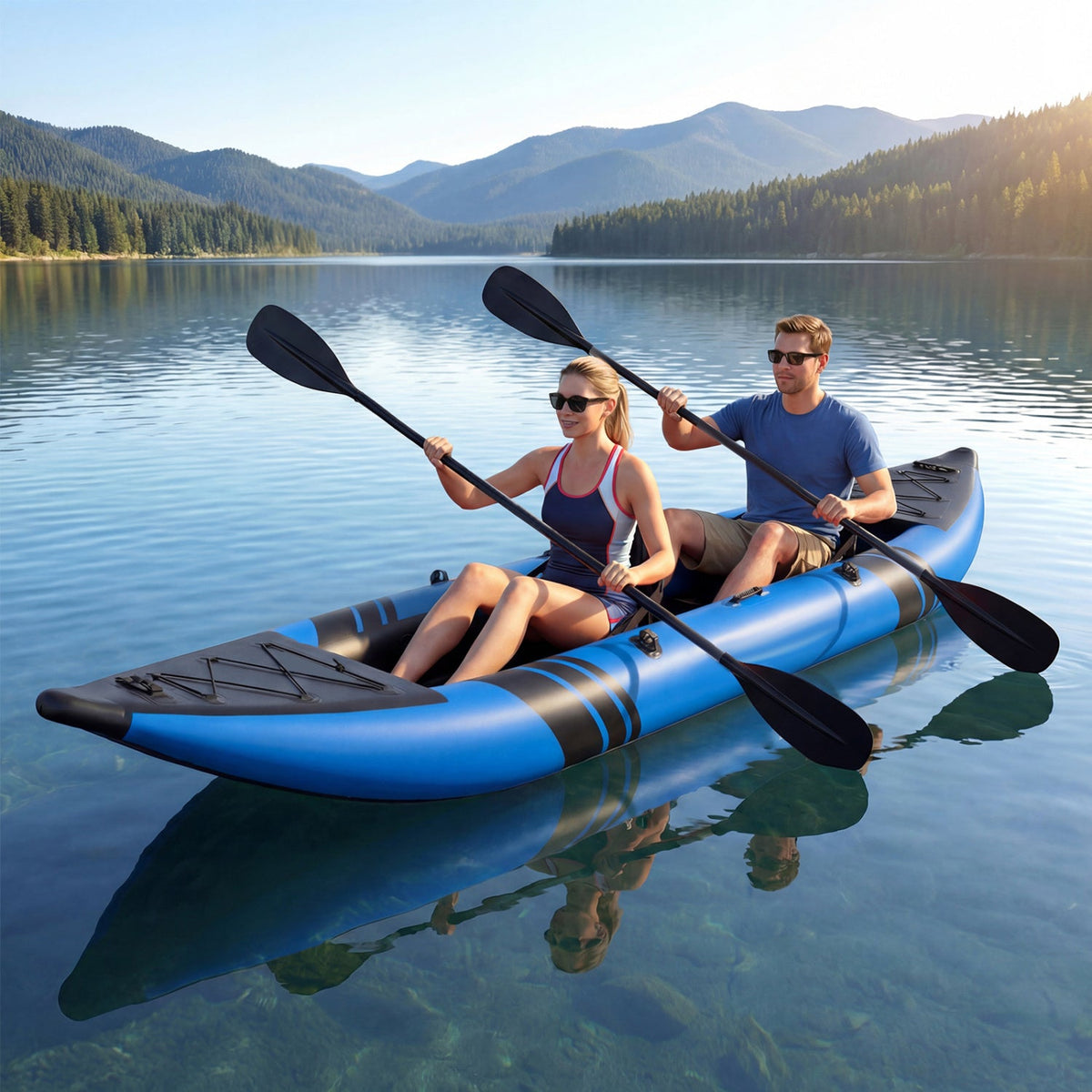 Set de kayak inflable para 2 personas con remos de aluminio y kit de reparación