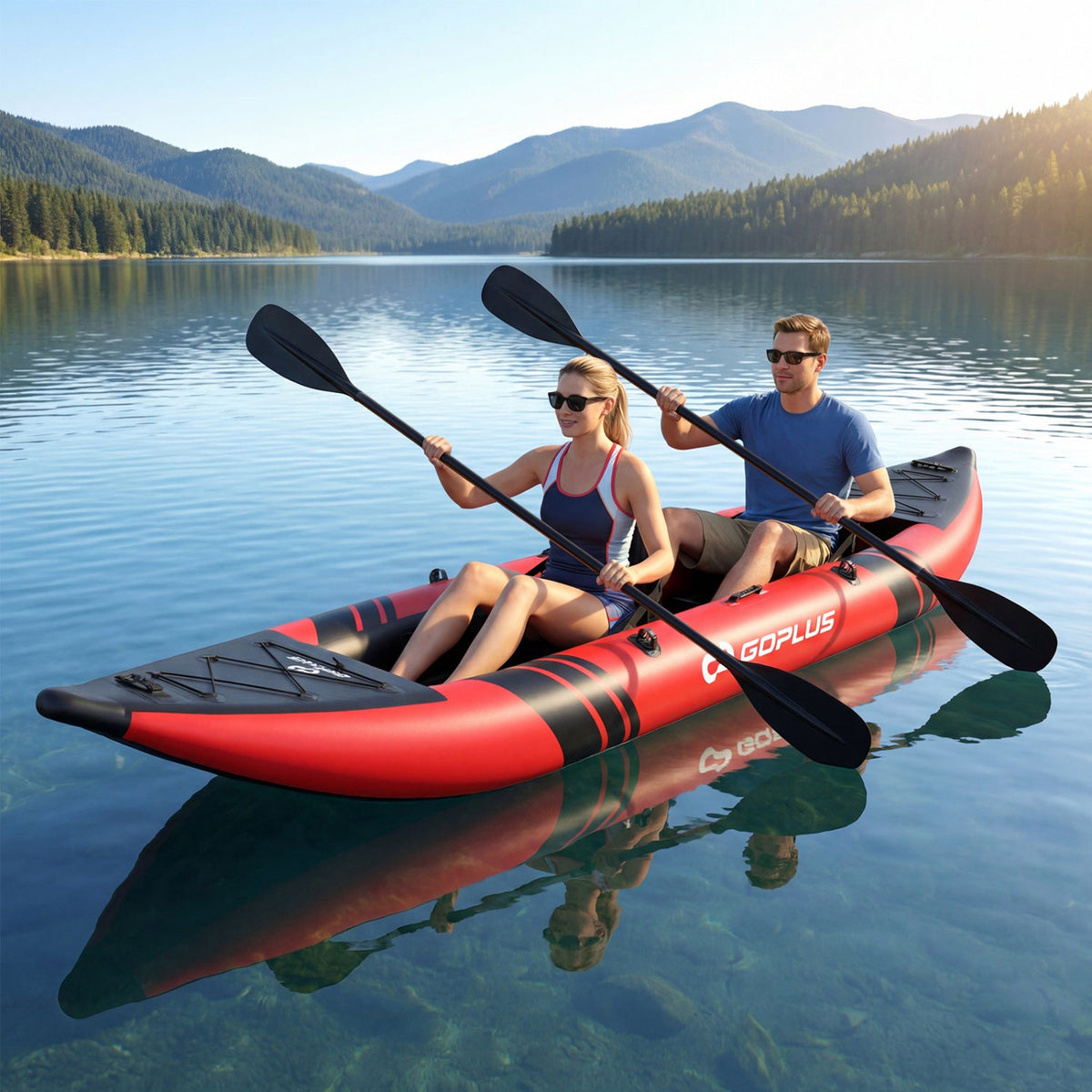 Set de kayak inflable para 2 personas con remos de aluminio y kit de reparación