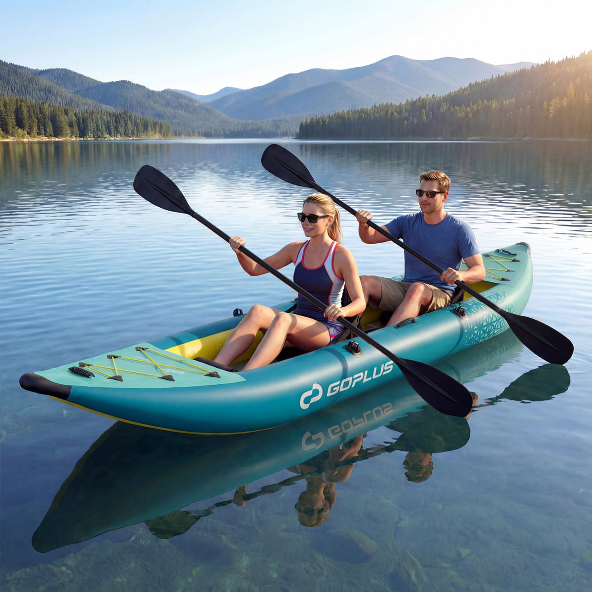 Set de kayak inflable para 2 personas con remos de aluminio y kit de reparación