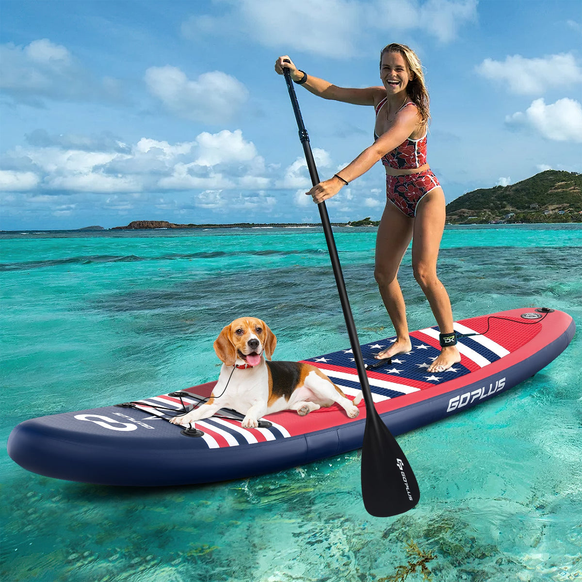 Inflatable Paddle Board with Removable Fin and Backpack