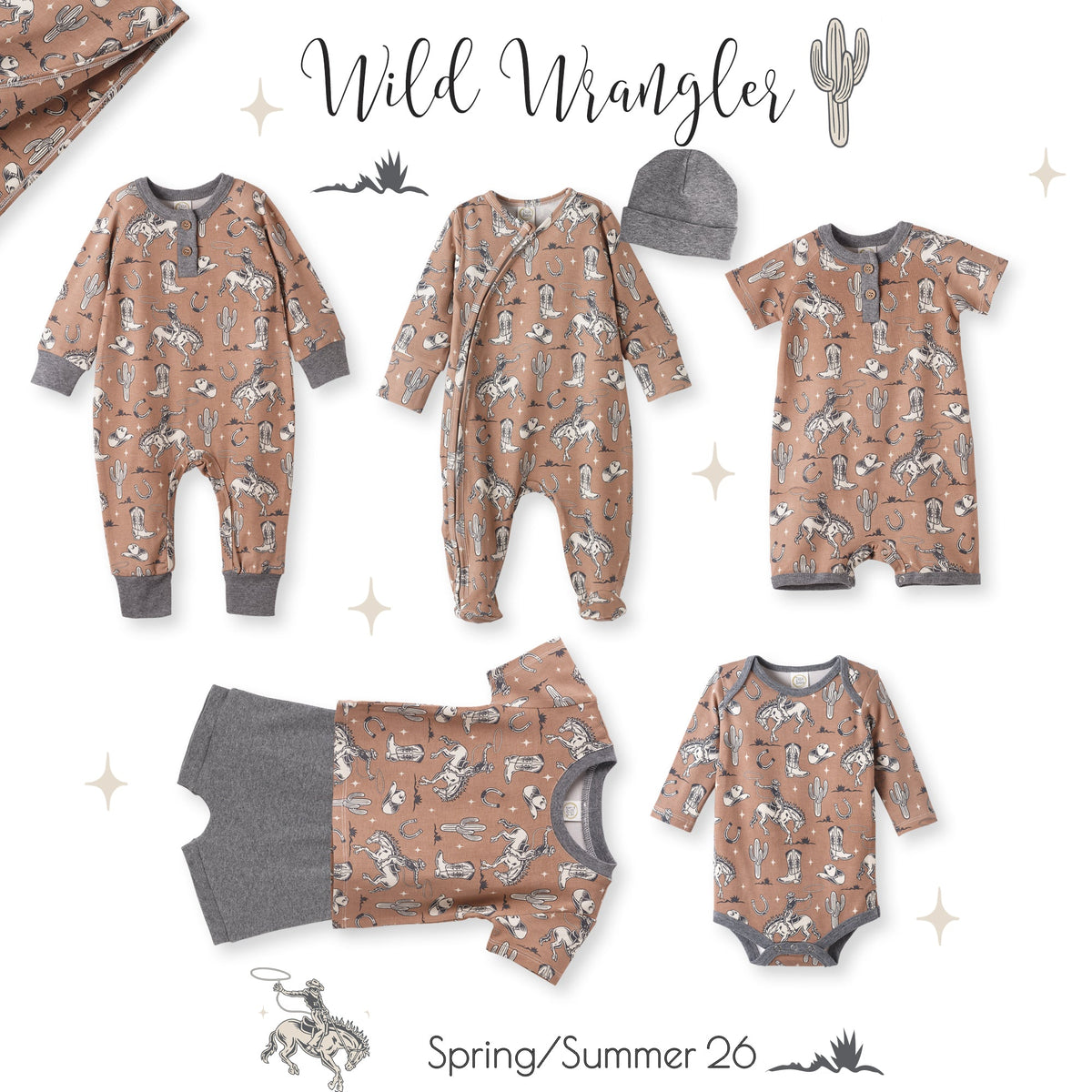 Wild Wrangler/Brown Western Cowboy Bamboo Baby Boy Bodysuit