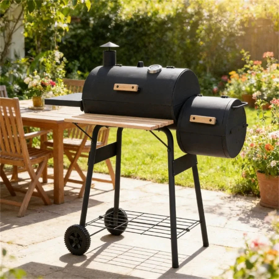 Parrilla de carbón para barbacoa, para picnic en el patio trasero, en color negro con diseño duradero y resistente al calor