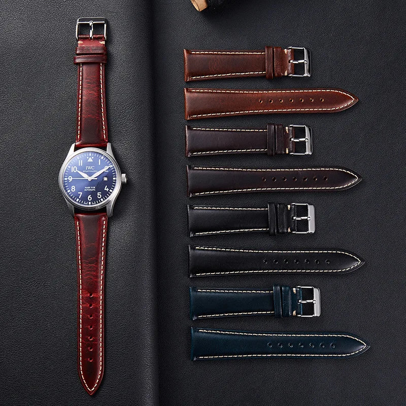 Polar Leather Watch Strap Vintage Oil Wax Cowhide With Pin Buckle, Unisex