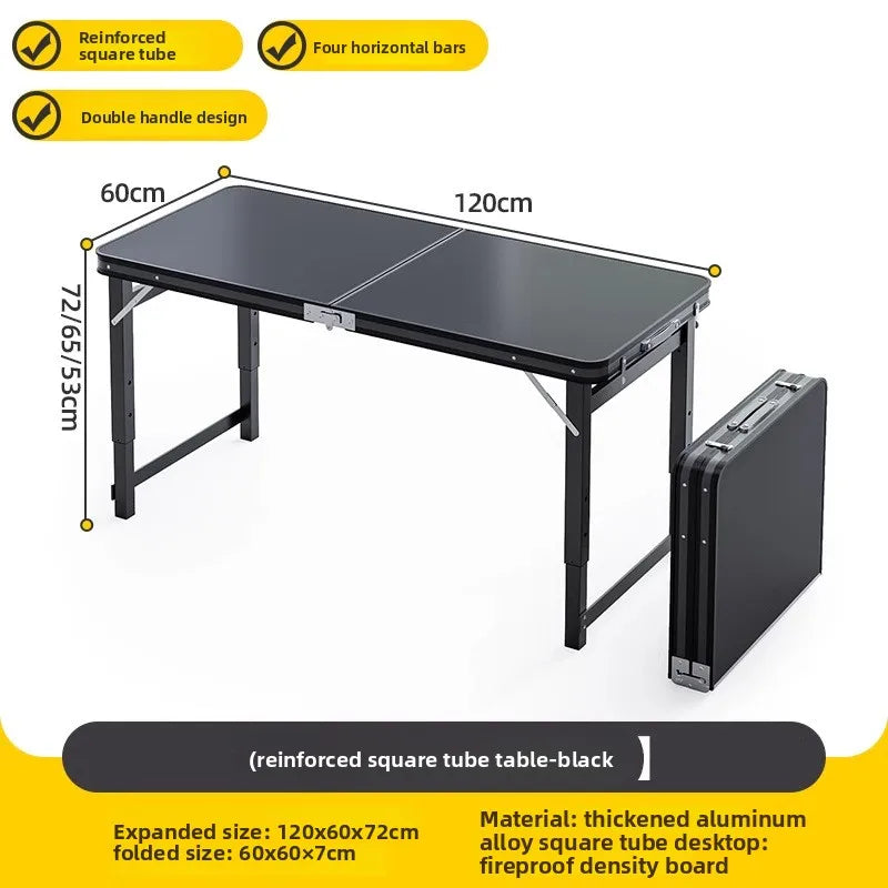 Mesa plegable, puesto, portátil para exterior, mesa pequeña rectangular, camping, picnic, mercado nocturno, mesa y sillas plegables
