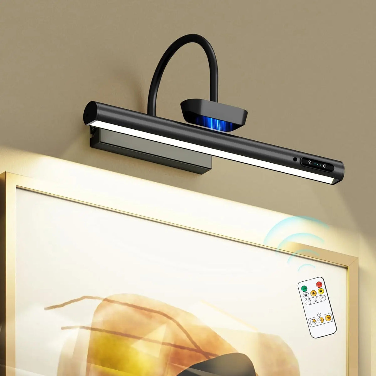Lámpara de pared inalámbrica para sala de estar con control remoto, apliques LED de interior a pilas, luz para exhibir cuadros y pinturas con control remoto
